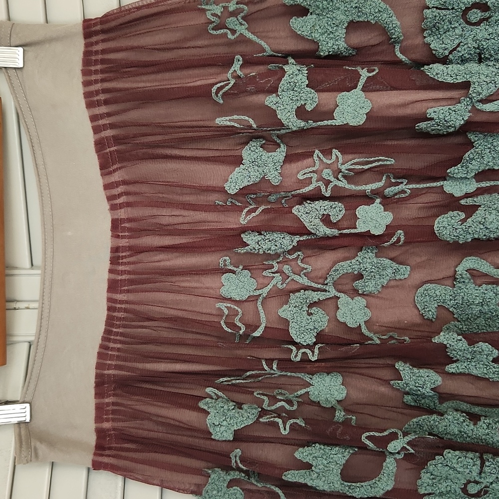Chan Luu Whimsy Floral Mesh Tulle Fairy Boho Hippie Midi Skirt Forest Whimsical - Picture 2 of 16